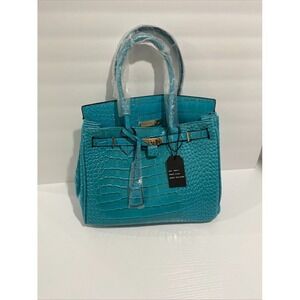 Beautiful Large De Vesi Faux Leather‎ Crocodile Handbag Vegan Hand Bag NWT